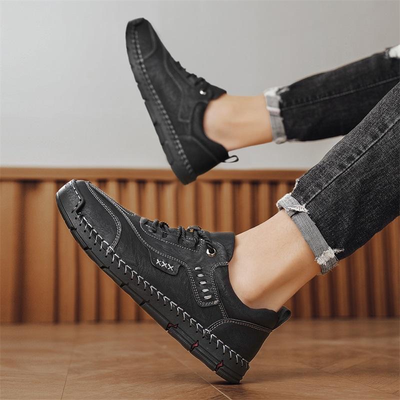 Handgefertigte Stiefel aus echtem Leder für Herren, bequeme Stiefeletten für Herren, Freizeitschuhe, Mokassin-Stiefel