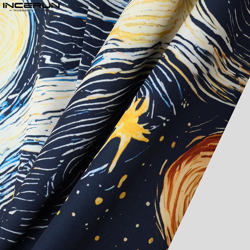 INCERUN Men Turn-down Collar Long Sleeve Buttons Floral Print Casual Loose Shirts