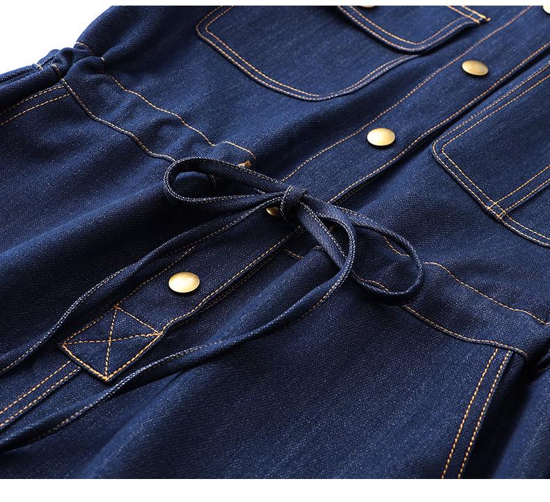 2115501-Retro Slimming Denim Waist-Cinch Dress for Autumn/Winter 2022