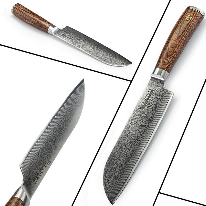 6,7-Zoll-Santokumesser, professionelles Kochmesser VG10, japanisches 67-lagiges Damast-Küchenmesser