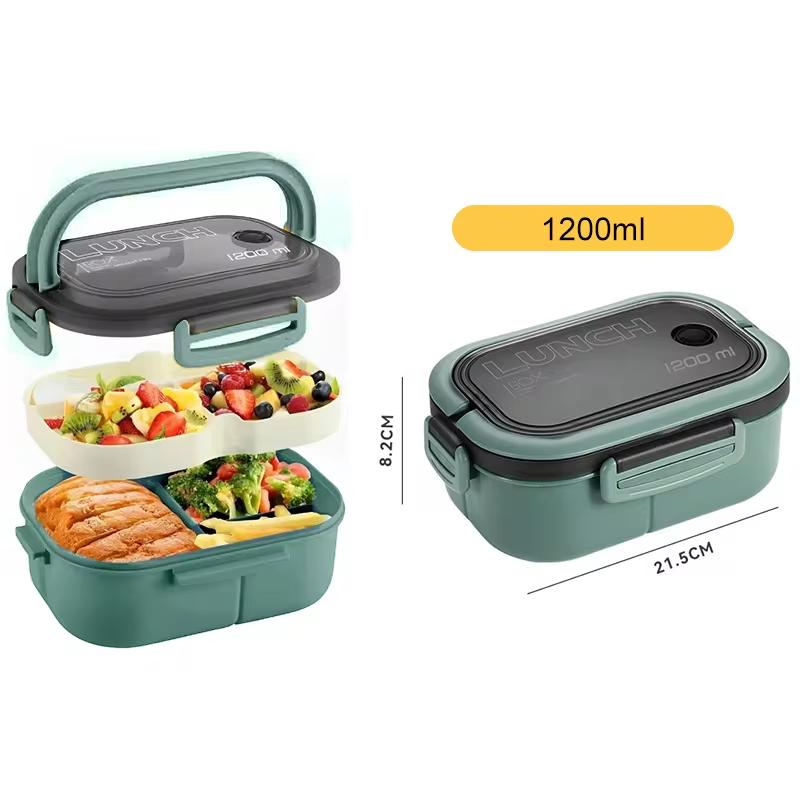 1300ML 4Lunch Box with Tableware Microwavable Dishwasher Cleaning Hermetic Bento Box for Students Adults School Office