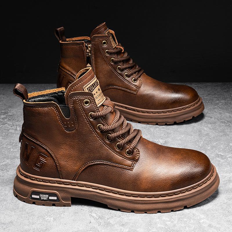 Men s shoes autumn and winter high-top Martin boots New men s British low-top casual leather shoes retro shoes 39