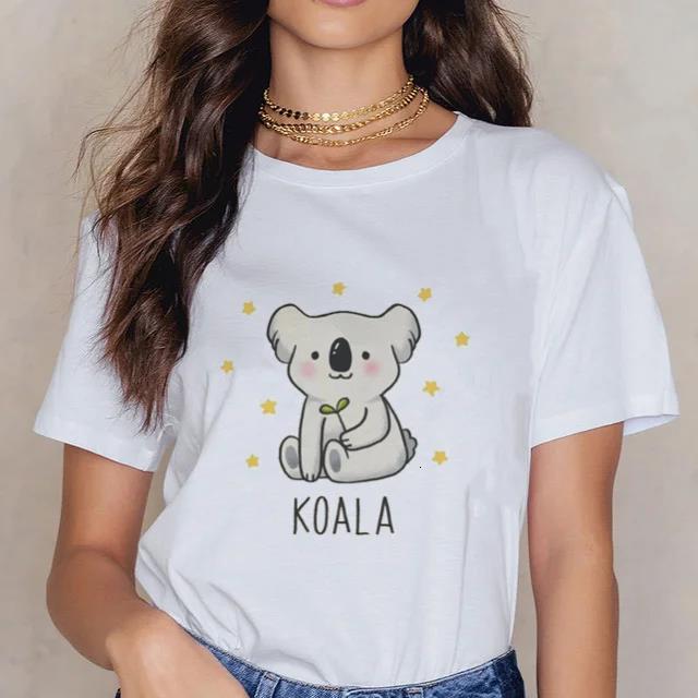 Damen Cartoon Kawaii Tier Koala Druck Damen T-Shirt Harajuku Ropa Mujer Grafik Große Größen T-Shirt Lässig Streetwear T-Shirts