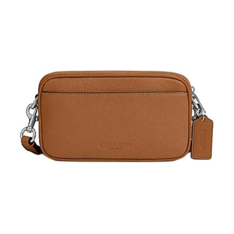 Coach JAYDEN 19 Logo Letter Embossed Zipper Closure, Cow Leather, Shoulder Crossbody Bag, Small Size, Women's Light Brown