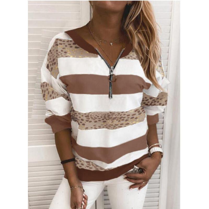 V-neck College Style Striped Pullover Hoodie