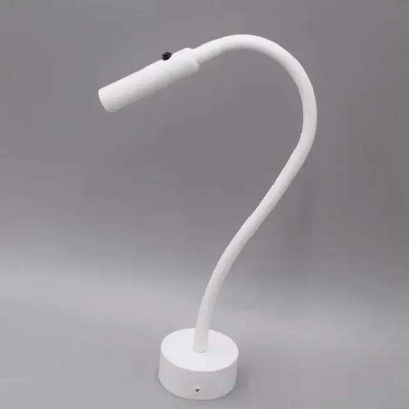 JOYINLED Gooseneck Reading Wall Lamp, Flexible Adjustable Aluminum Wall Light with Switch for Bedside Desk Study[Black, White]