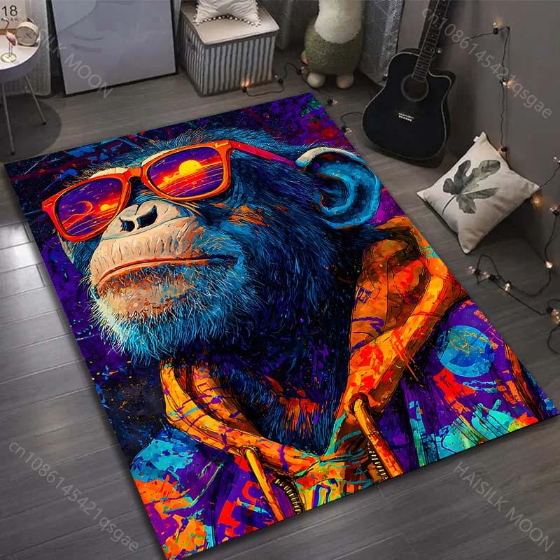 

Monkey with headphones graffiti art Pattern Rug Carpets for Bedroom Living Room Sofa Mat Creative Door Mat Cloakroom Home Decor 40x60cm