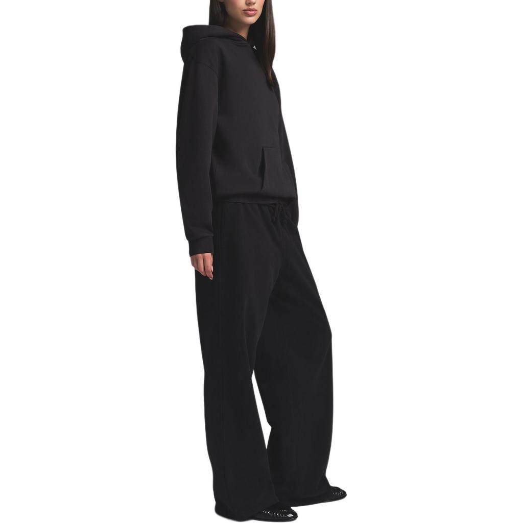 SKIMS Loose Fit Solid Color Casual Kangaroo Pocket Ribbed Trim Hooded Sweatshirt Women Tops Washed-Onyx ZU-ZUP-8022W-WON