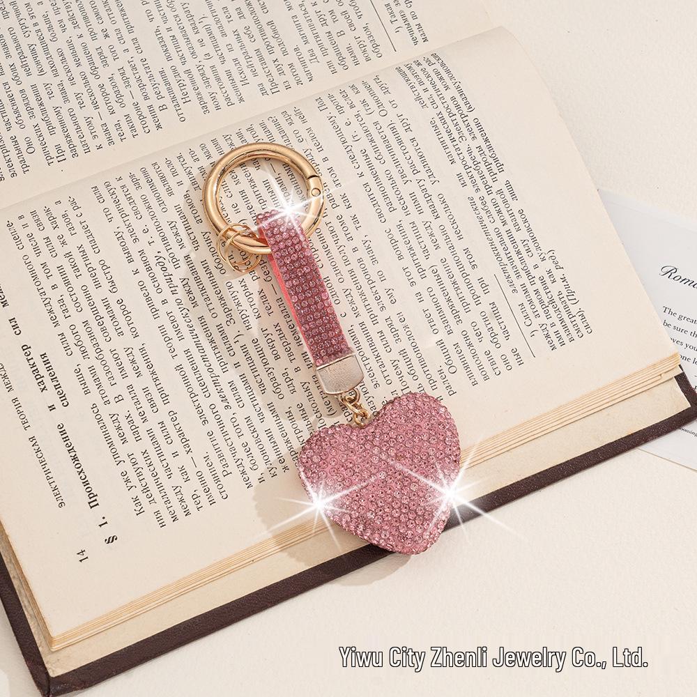 Cute Cartoon Rhinestone Heart Keychain Pendant