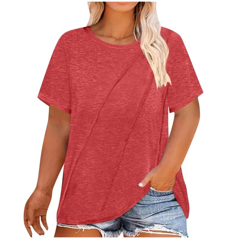 BITCED Women's Fashion Casual Solid Color Print Short Sleeve O-Neck Blouses & Shirts