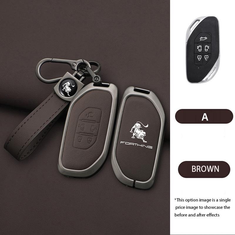 

Zinc Alloy Leather Car Key Case Fob Cover Protector Holder Shell For Dongfeng Forthing Fengxing T5 EVO 2021 Keychain Accessories
