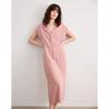 Women's Elegant Linen Blend V-Neck Mid-Length Dress