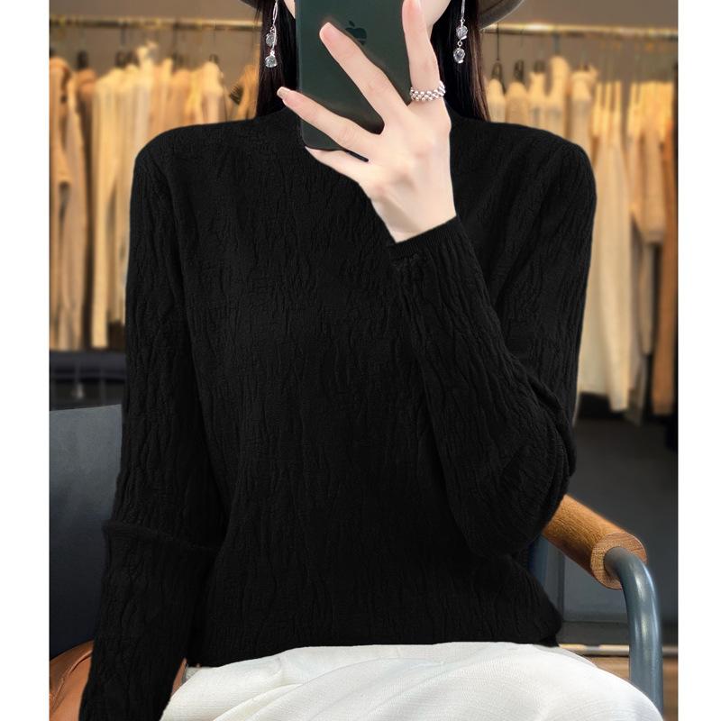 

Вязаная теплая свободная смесовая осенне-зимняя рубашка короткая базовая ажурный полуприлегающий свитер тонкой имитации женская одежда новая XXL чёрный