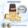 OULEME RV Water Pressure Regulator Valve With Handle Adjustable, Silicone Oil Gauge, Double Filters, Brass Lead-Free And 3/4" Connector For Camper
