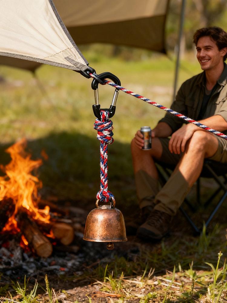 Bear Bell Camping Tent Protection Bell Outdoor Metal Bell Pendant Camping Bell Accessory with Mute Function for Camping Hiking