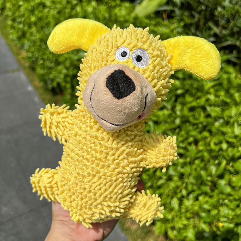 

Plush Mop Shape Dog Toy - Squeaky Chew Resistant Interactive Dog Play Toy, Teeth Cleaning Puppy Adult Dog Toy жовтий