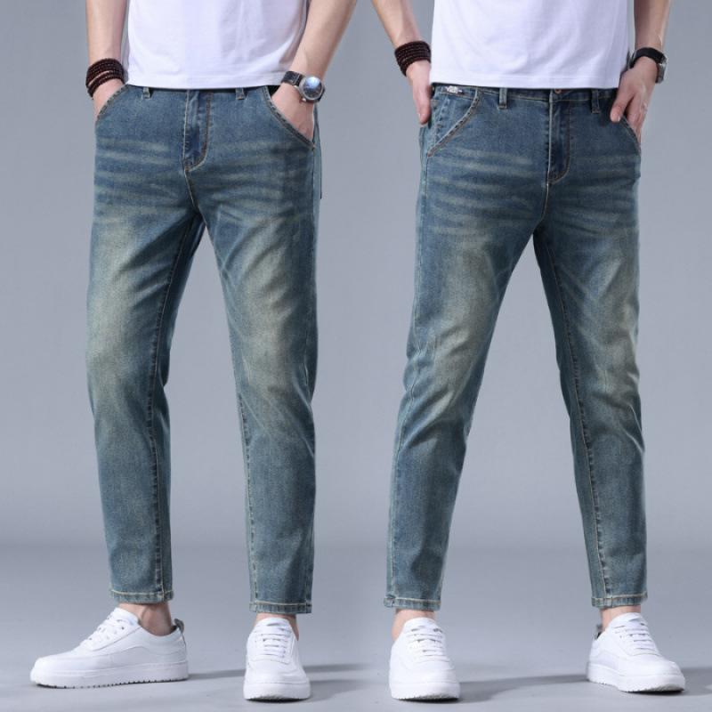 

Men s 2025 Spring/Summer Slim Fit Nine-Tenths Jeans - Trendy Straight Leg for Petite Sizes 28