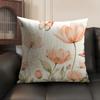 Tulip Pattern Cushion Cover Breathable Linen Organic Fabric DoubleSided Printing Sofa Pillow Case Home Decor