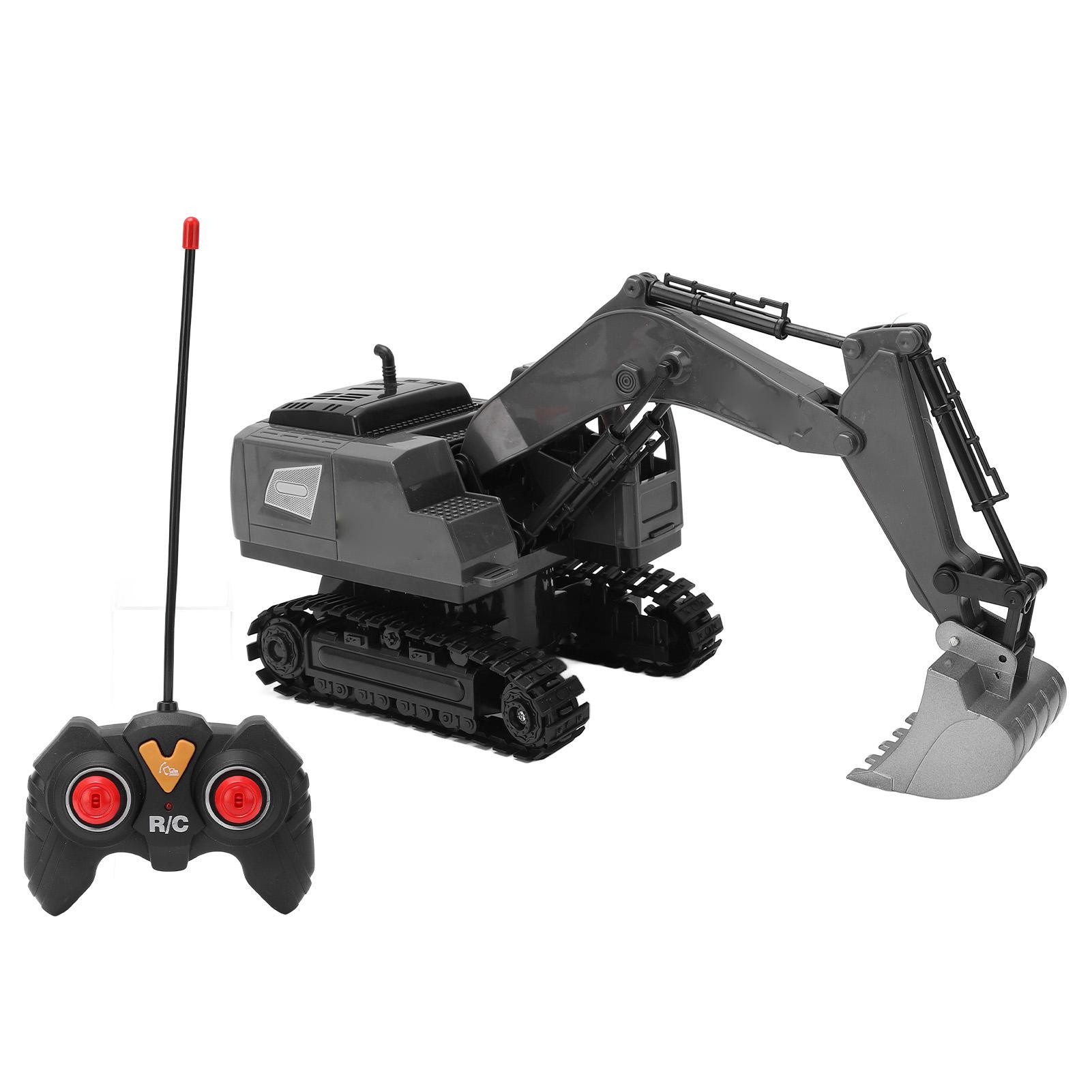 Remote Control Excavator 1/20 Metal 5 Channel Electric Light 2.4GHz Rotatable Black Grey Excavator Model