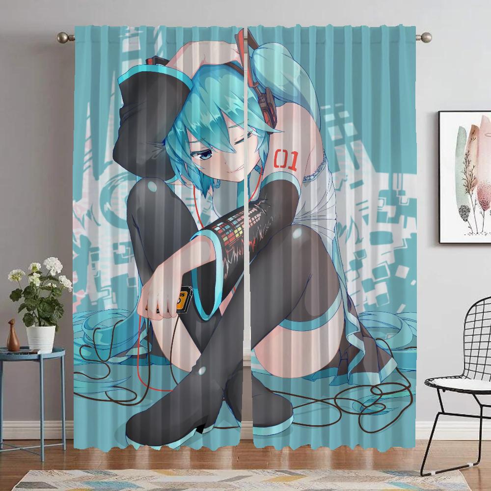 Partition Hatsune M-Miku Curtain Window Home Interior Curtains for Camera Curtains Child Room Tulle for Bedroom Shades Living