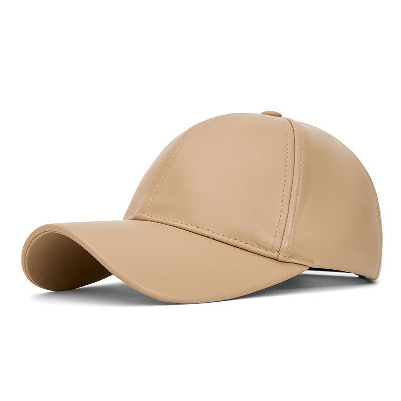 

ПУ Бейсболка Осень Зима Мужская Ветрозащитная Теплая Шапка Кожаная Шапка бежевый