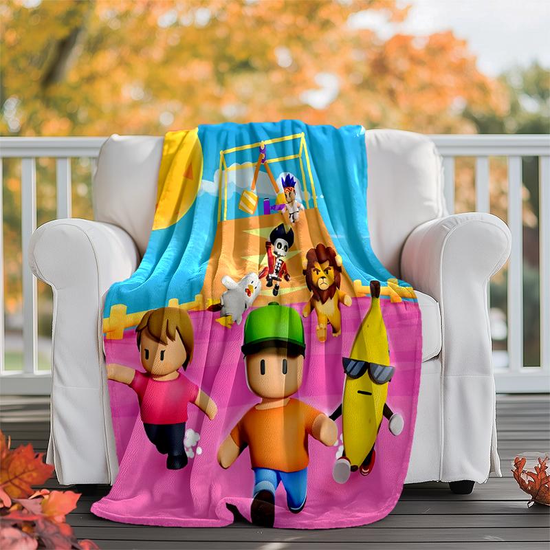 Stumble Guys Flannel Blanket Soft Warm All-Season Throw, Design for Camping, Car Travel, Hiking Sofa, Bed, Office Perfect Gift for Parties
