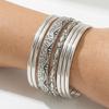 Bohemian Style Metal Bracelet Set with Water Ripple Design - Stackable, Exaggerated Heavy Industry Aesthetic.