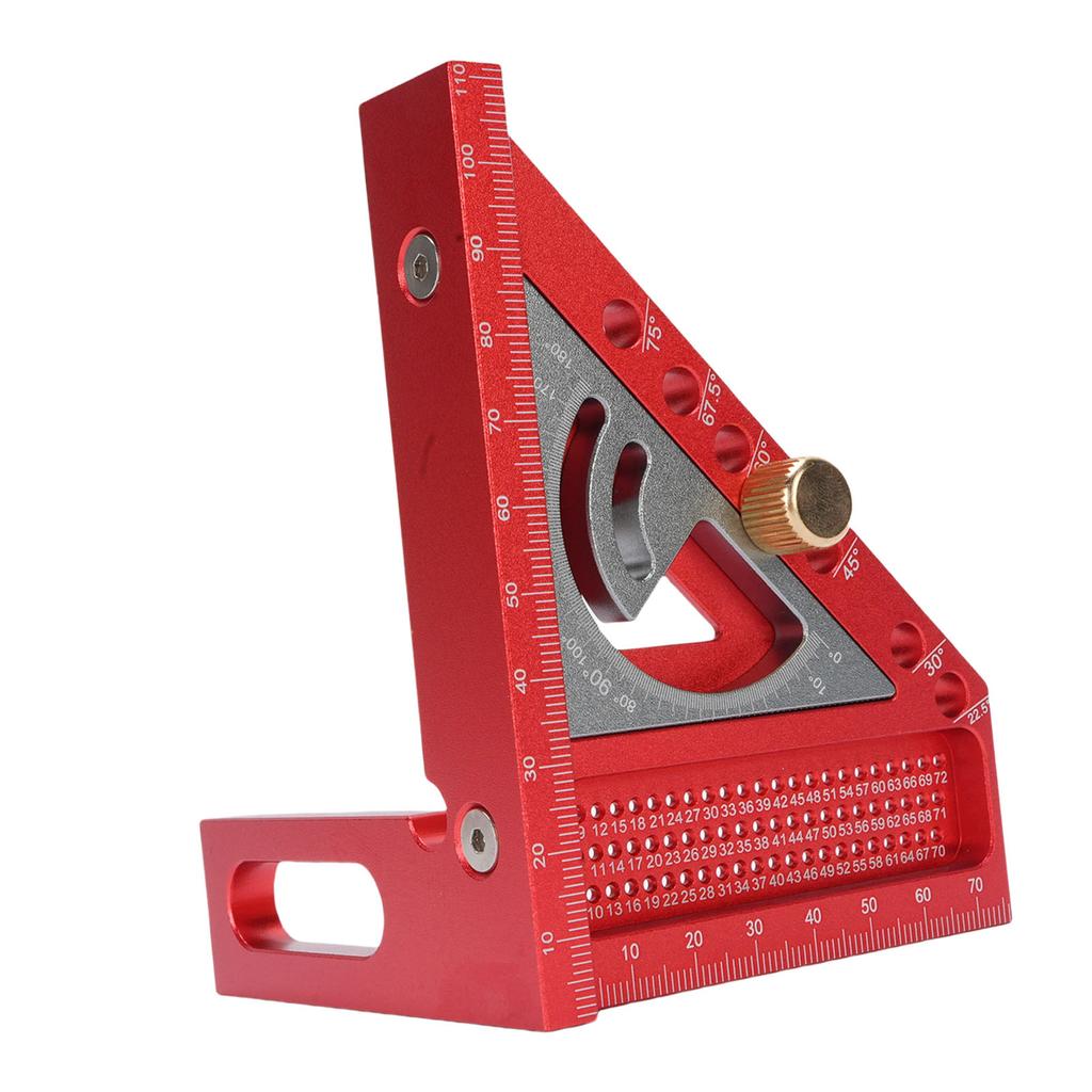 3D Multi Angle Measuring Ruler 0 180 Degree Protractor Aluminum Alloy Anodized Drawing Line Ruler Carpenter Square Red