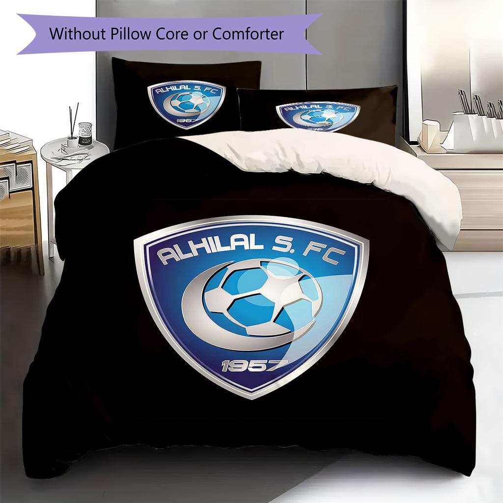 Al Hilal SFC Pattern Bedding,Quilt Set Quilt Cover Pillowcase Home Birthday Gift(1 * Duvet Cover + 2 * Pillowcase, Without Core)