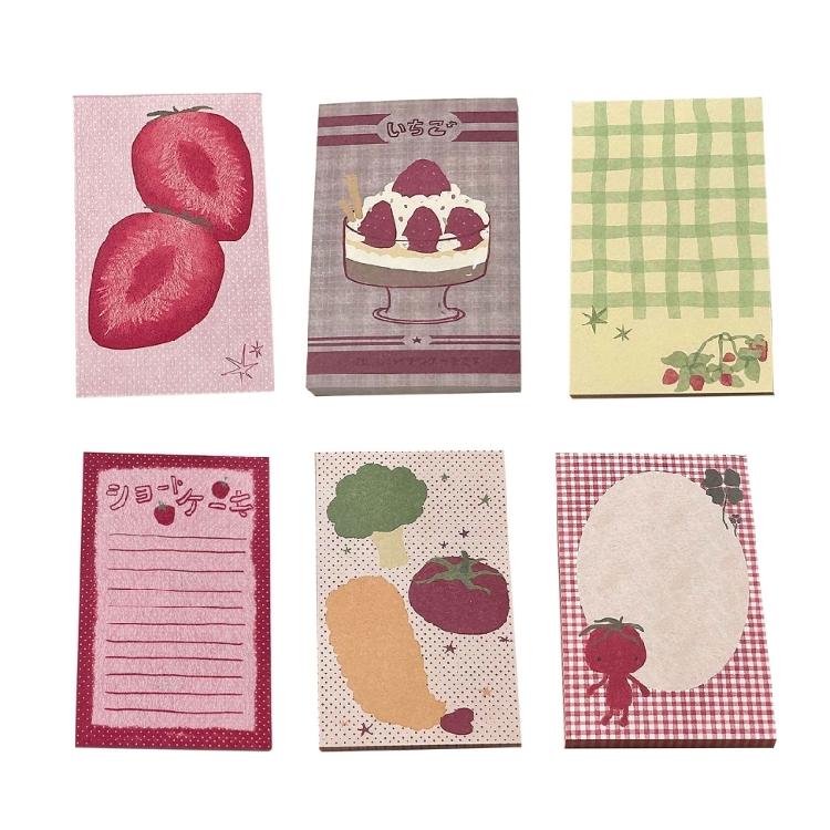 Fruits Pattern Design Stick Note Selves Stick Write Pad Great for School Office Journaling Multipurpose Paper Notepads