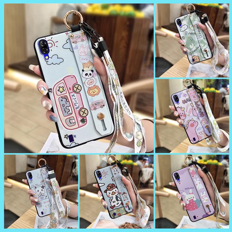 Shockproof Wrist Strap Phone Case For Blackview A60 Soft case Back Cover Waterproof Kickstand Ring Silicone Lanyard Cute