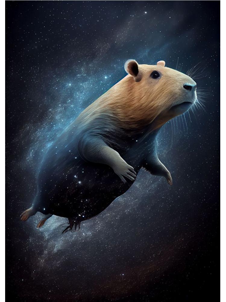 Cute Space Astronaut Capybara Portrait Poster Print Canvas Painting Funny Animal Wall Art For Kid Bedroom Home Decoration