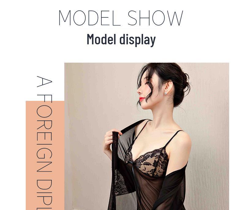 Ensemble de Lingerie en Dentelle Grande Taille 3 Pièces: Nuisette camisole d'été sexy en soie glacée transparente.