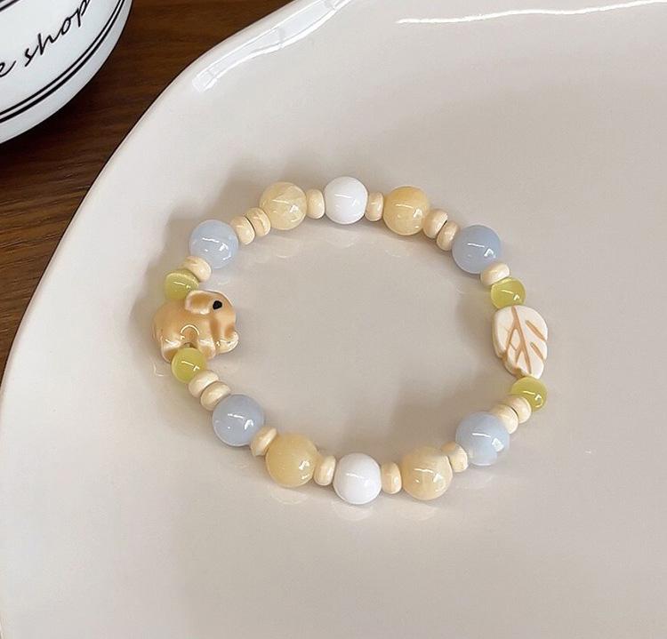 Macaron Color Series Little Elephant Ceramic Bracelet - 2023 Spring/Summer Sweet Style Versatile Jewelry