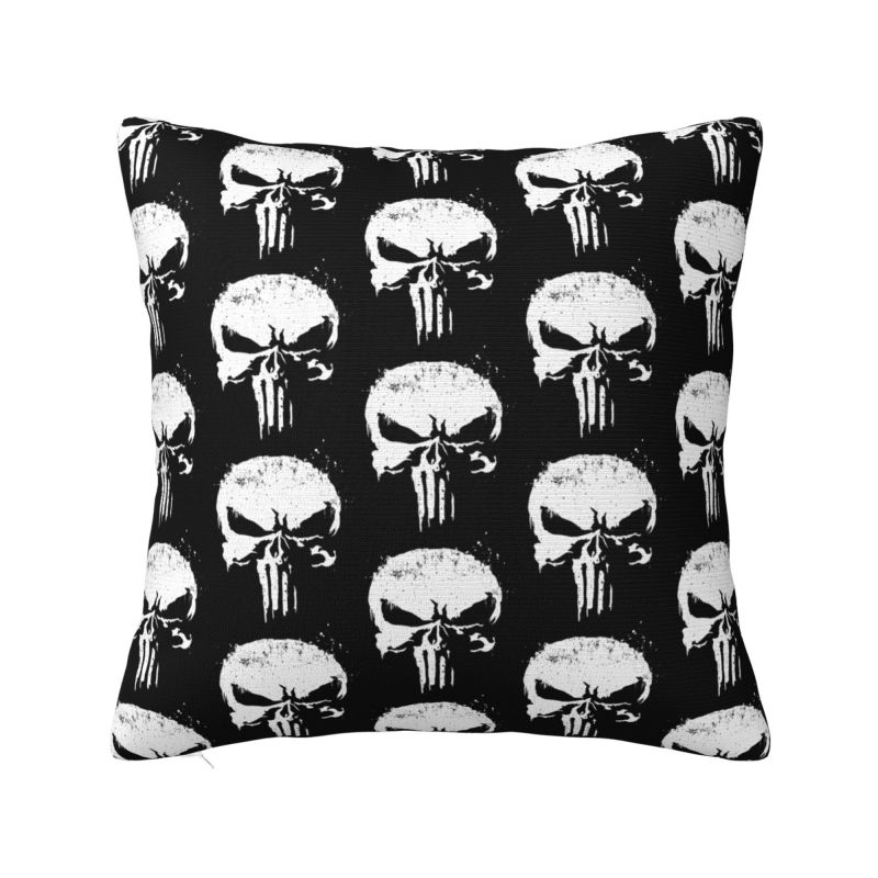 Custom Marvel Super Hero Punisher Skull Cushion Cover 40x40cm Comics Film Velvet Cute Throw Pillow Case for Sofa