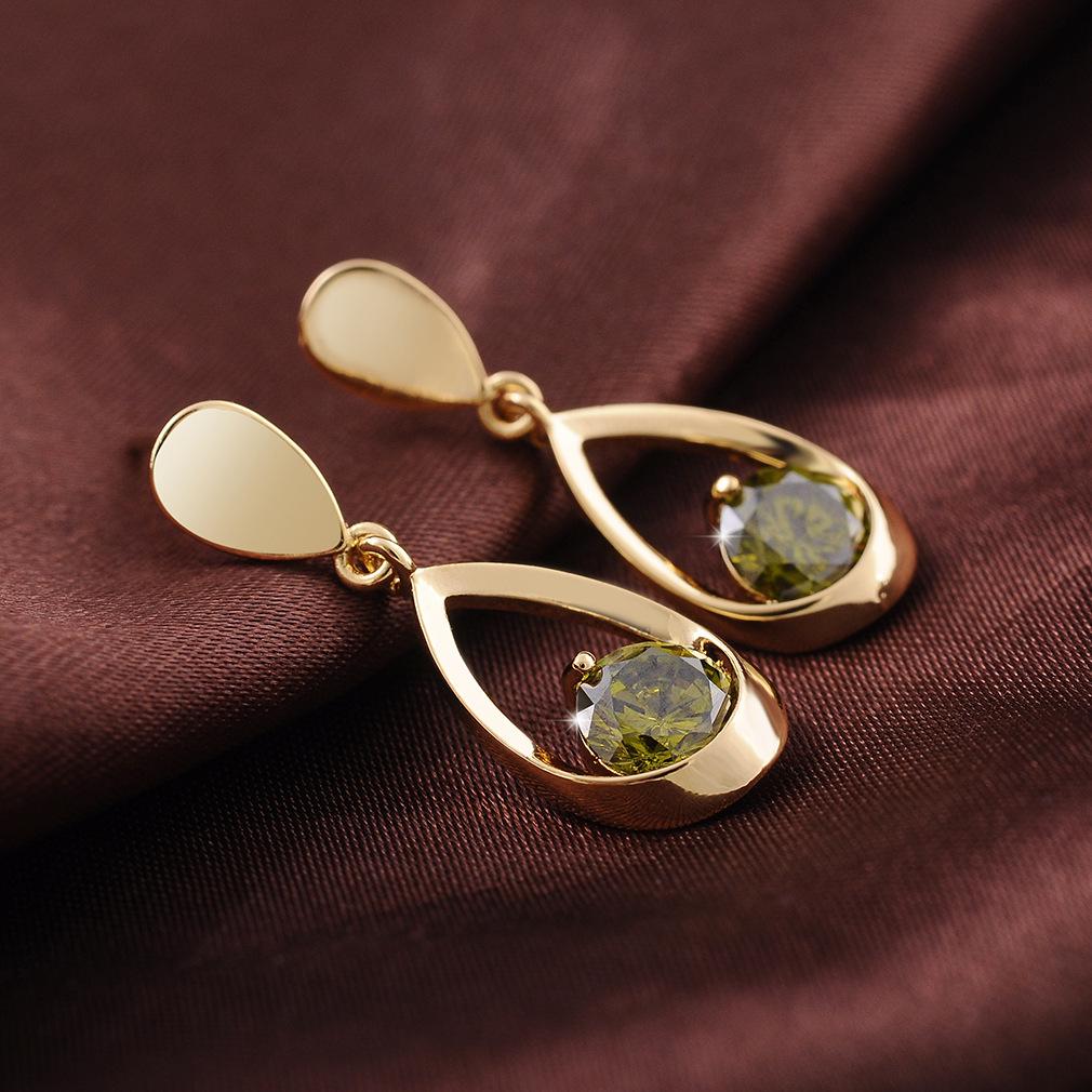 Trending Teardrop Zircon Stud Earrings for Women – Chic & Fashionable Jewelry зелёный