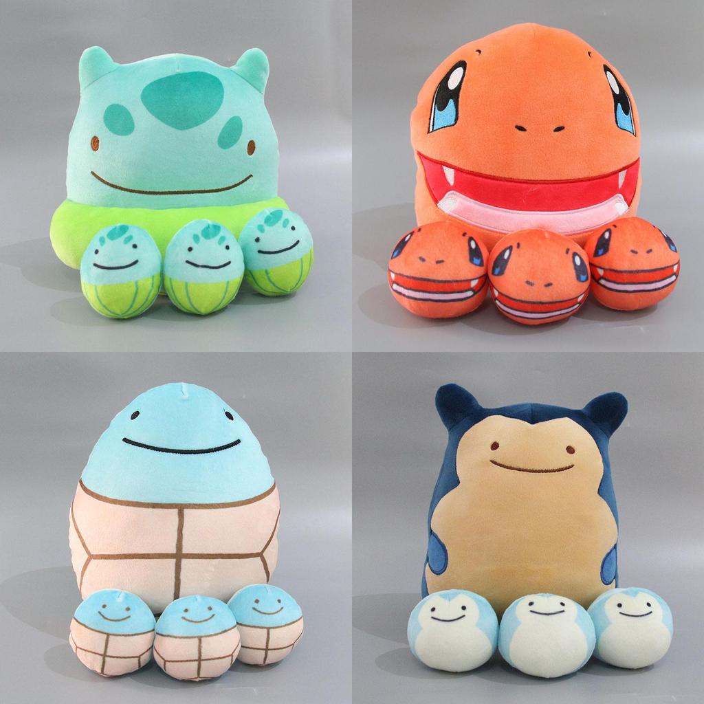 Adorable Round Plush Pillow Featuring Pikachu Charmander Squirtle And Eevee For Kids