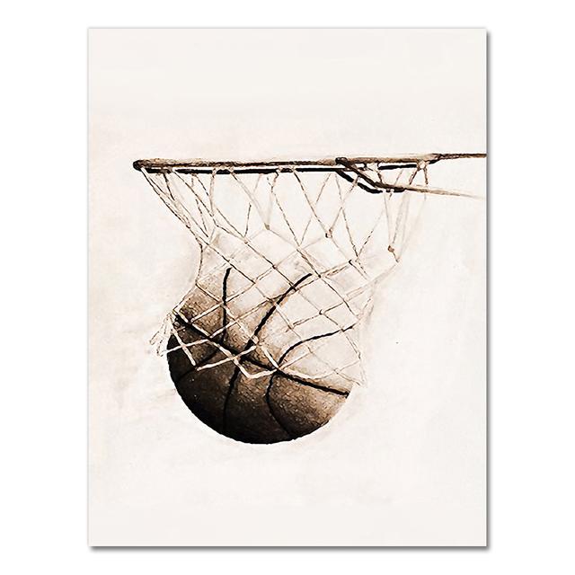 American Retro Football Basketball Poster Wall Art Football Canvas Painting Nordic Style Modern Home Living Room Decoration No Frame