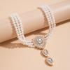 Multilayer Elegant Imitation Zircon Chain Necklace Bracelet for Women Creative Water Drop Rhinestone Zircon Set Wed Accessories