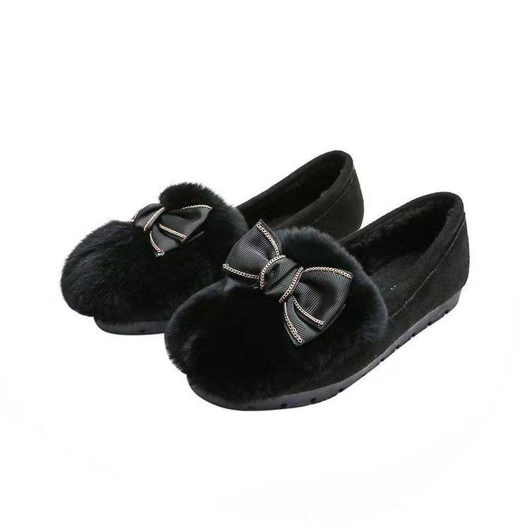 

Mao Mao shoes women s autumn and winter new thick-soled round head women s outer wear velvet bow cotton shoes women s large size 35 чорний