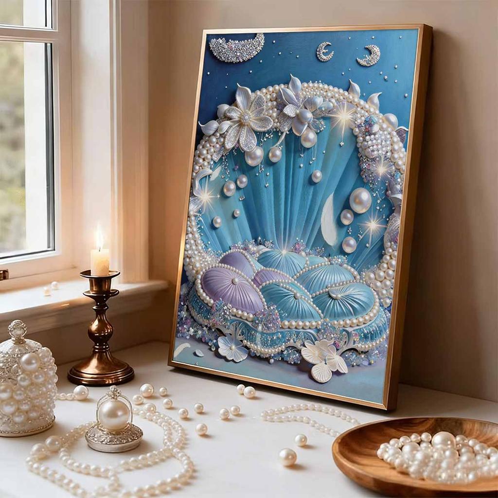 Pearl DIY Shell Bed Art Kits 15.7x19.6inch Gem Art Pearl Painting Kits Without Frame for Adults Gift Idea Home Wall Decor