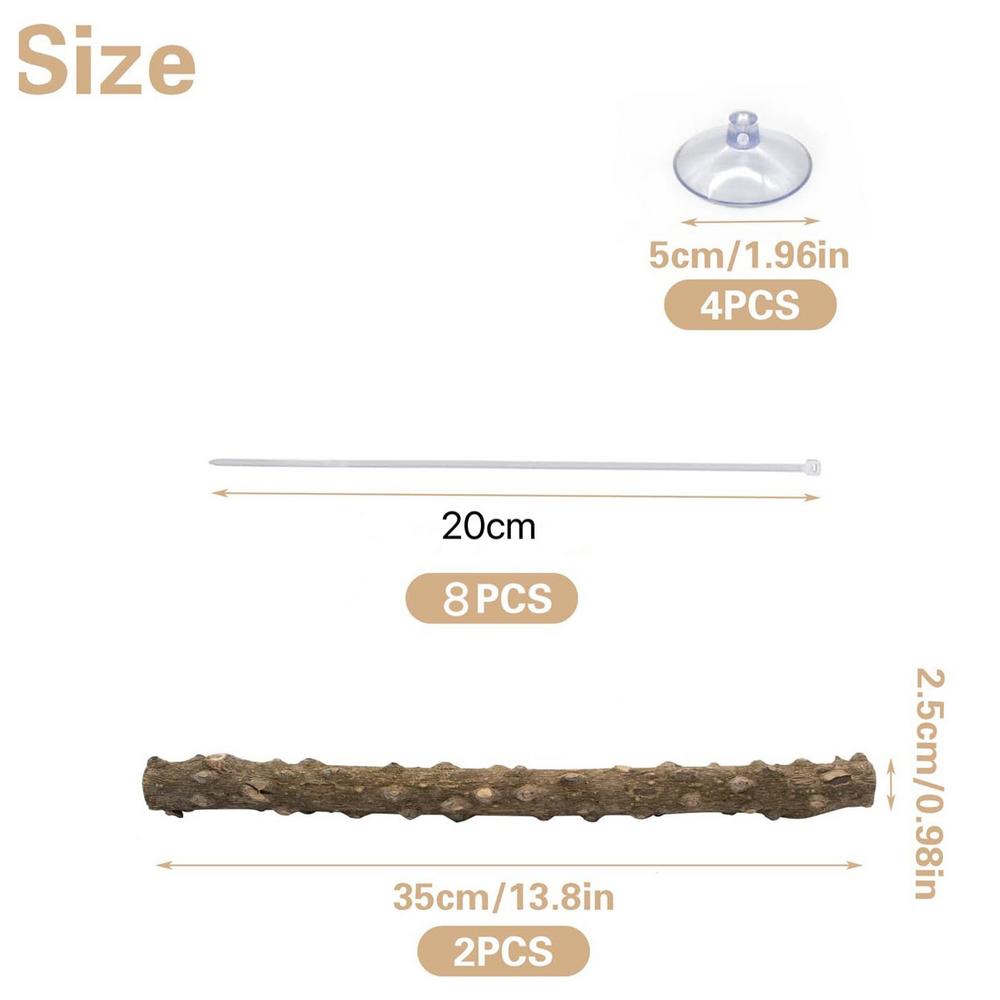 Reptile Corner Climbing Branch Lizard Climbing Pole 2 Pieces Branches for Reptiles Stable Reptile Tank Accessories Snake