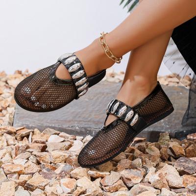 2024 Ballet Flats Women's Mesh Hollow Mary Jane Flats Black Loafers