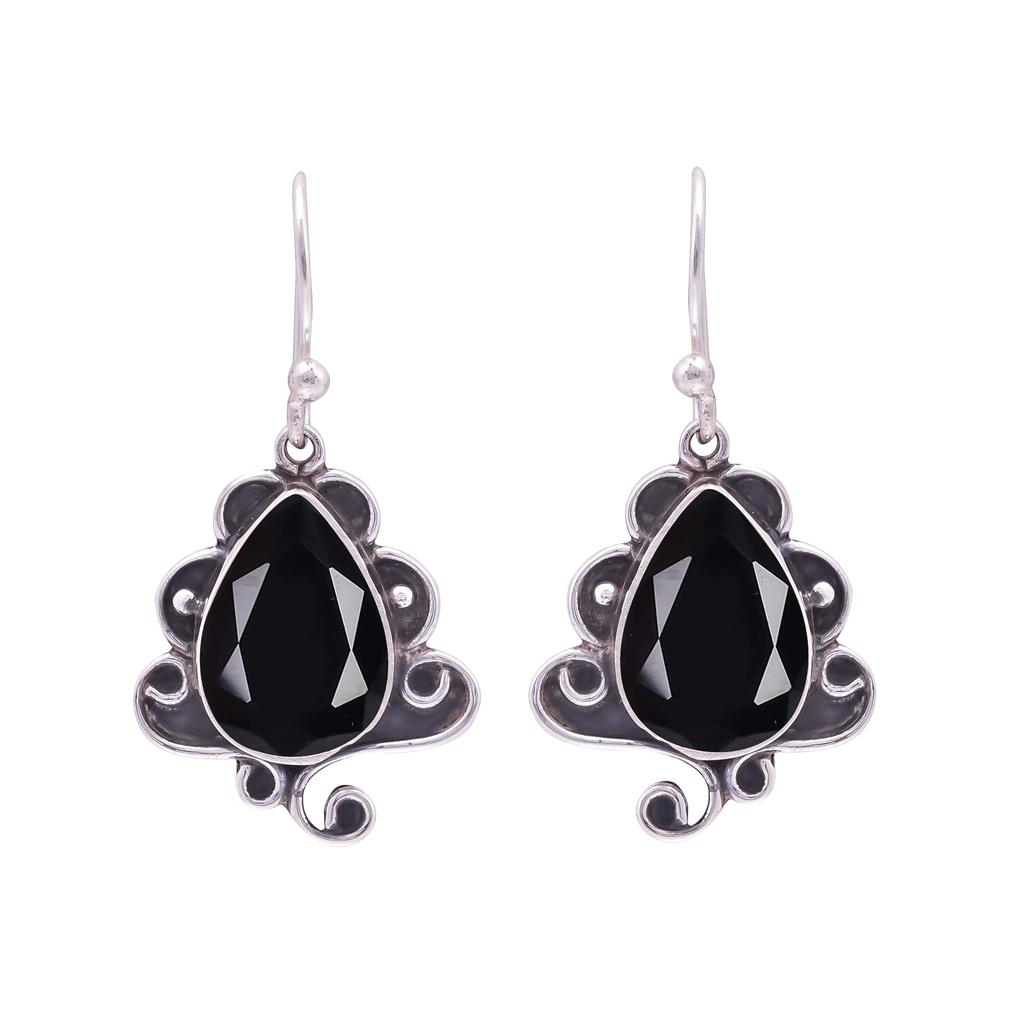 Black Onyx 925 Sterling Silver Earring V9818, Black Earring, Pear Earring, Valentin's Day Gift, Gift For Her, Birthday Gift, Handmade Jewelry, Silver