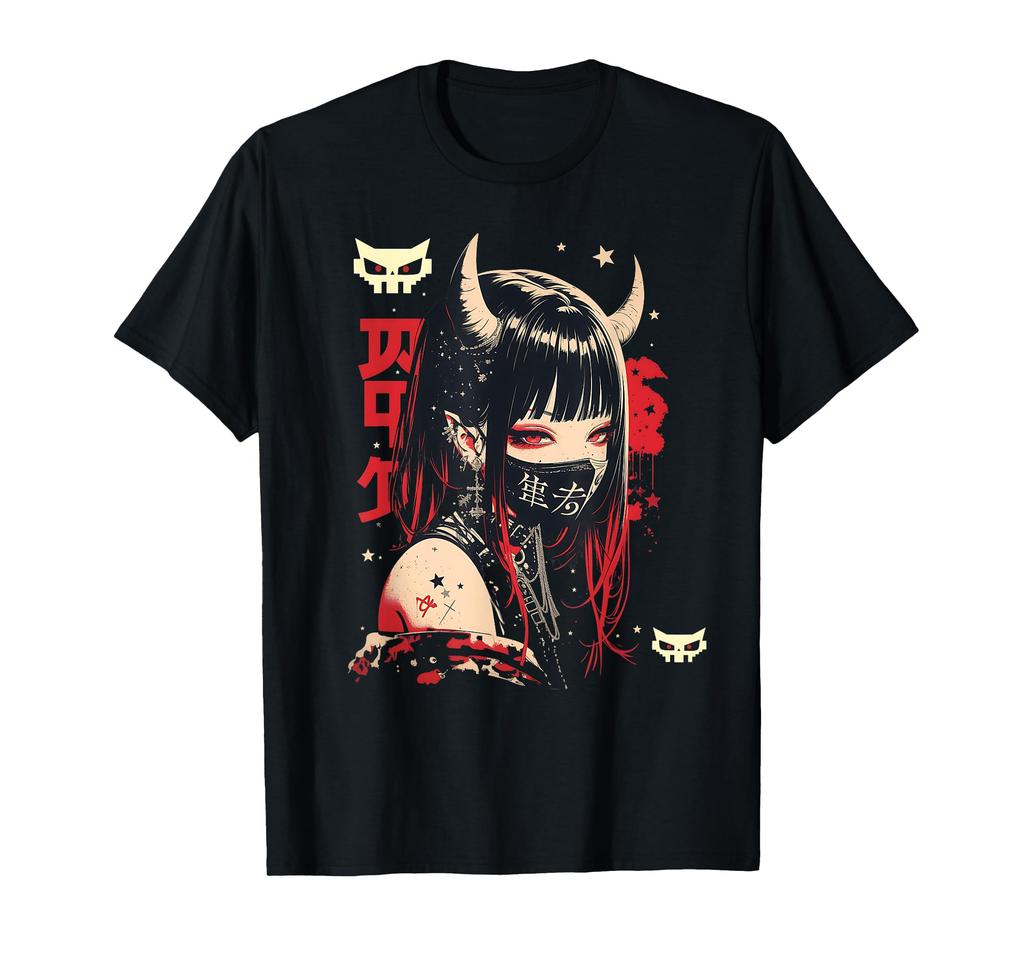 Gothic Punk T-Shirt Teufel Stil Avantgarde Totenkopf Eckdesign Herren Damen Modisch Kurzärmelig Reine Baumwolle Personalisiertes Oberteil