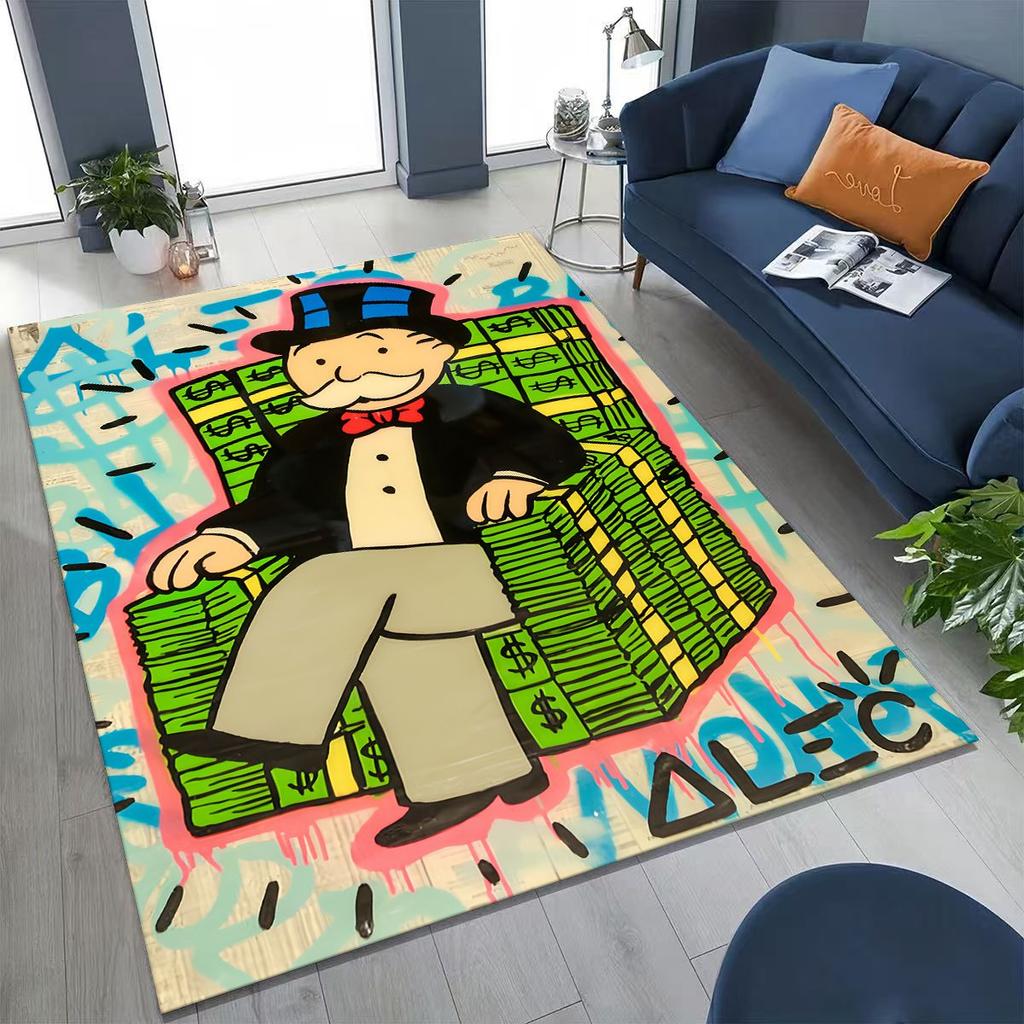 Rich Cartoon Monopoly Dollar Game Money Rug for Bedroom Living Room Sofa Home Doormat Decor,Large Kids Play Non-slip Floor Mat