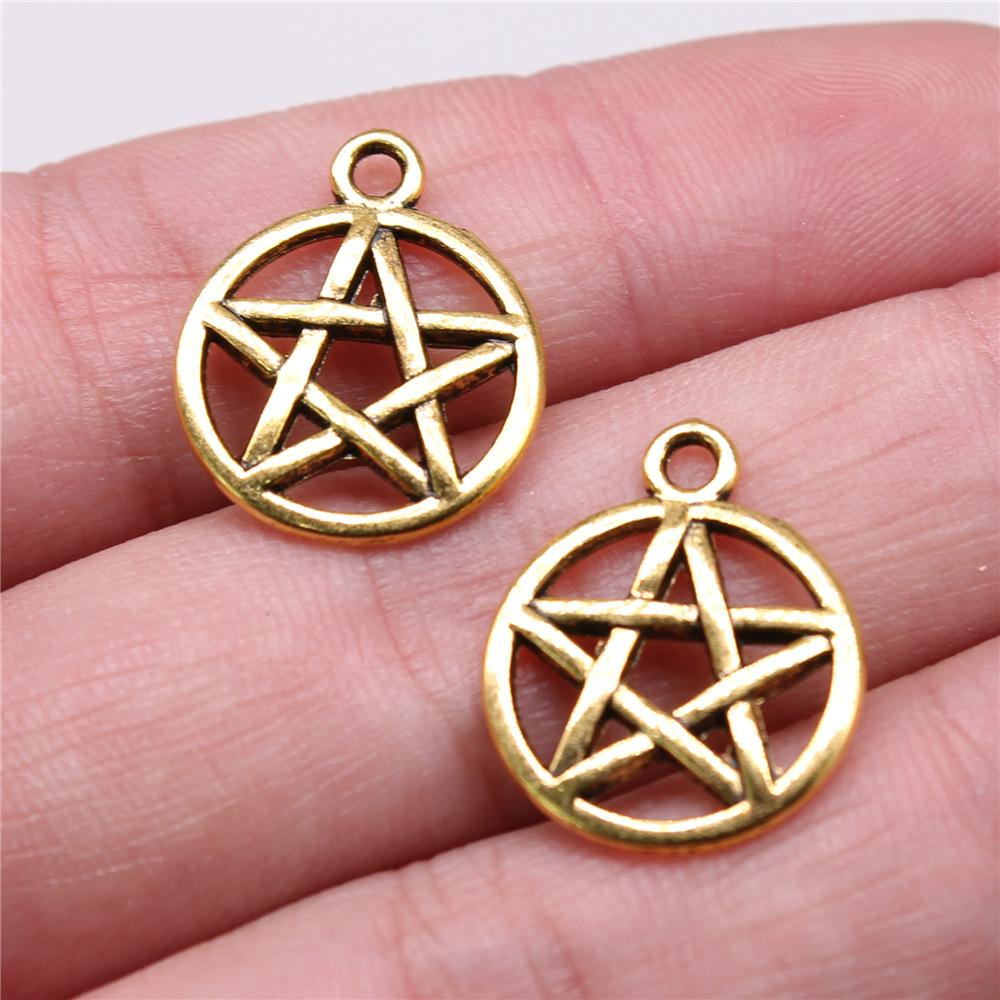20pcs Charms Hollow Pentagram Star Antique Bronze Silver Color Pendants Antique Jewelry Making DIY Handmade Craft