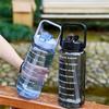 2L/67.63oz Large Capacity Sports Water Bottles With Handle and Time Marker Portable Drinking Cups For Outdoor Fitness Training