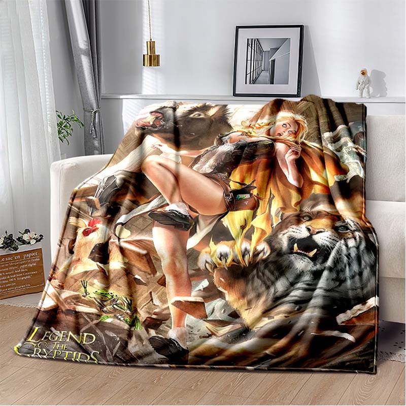 Legend of The Cryptids 3D Print Flannel Blanket Ultra Soft Warm Cozy Throw for Bedroom Sofa Camping Travel Home Decoration Daily