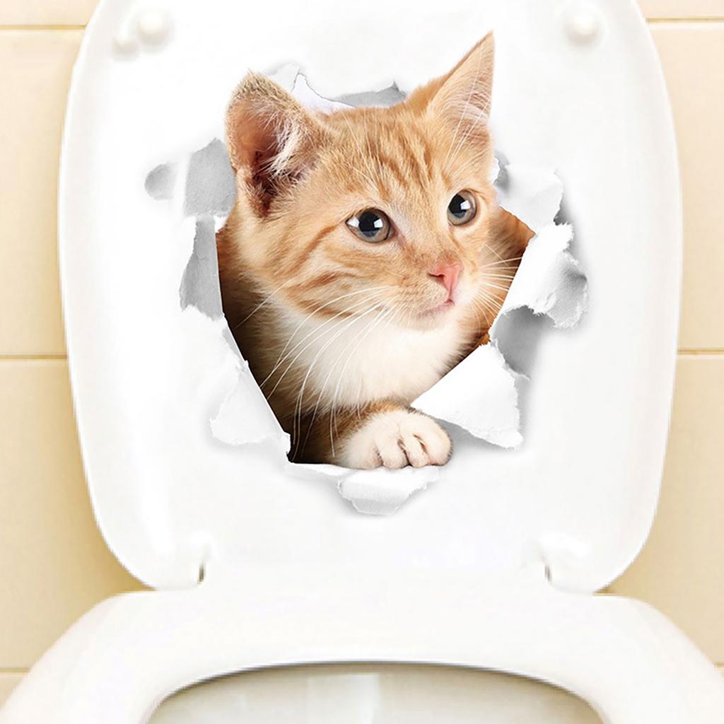 Yousheng Lovely Cat Toilet Lid Wall Sticker Fashion Home Art